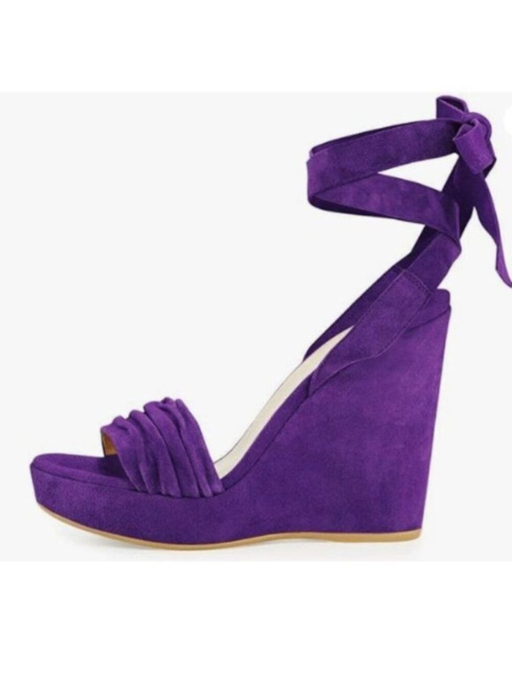 YDN Women Lace Up Platform High Heels Sandals Open Toe Chic Wedge Shoes Purple